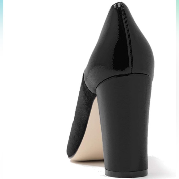 Pumps Dress Loafers High Heel Chunky Block Slip On Patent Leather Suede - Picture 4 of 6